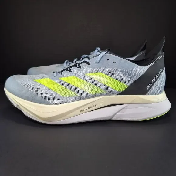 Adidas Adizero Boston 12 Wonder Blue Lucid Lemon Shoes ID4233 Men's Size 12 - Picture 4 of 12